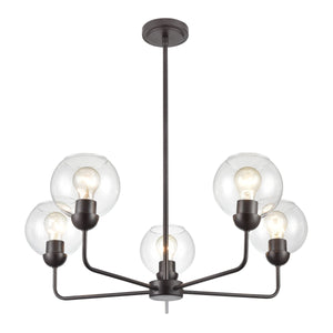 Thomas Lighting Boman 3 Light Matte Metal Chandelier with Clear Glass Globes for Dining Rooms Bronze 28 inches CN280527