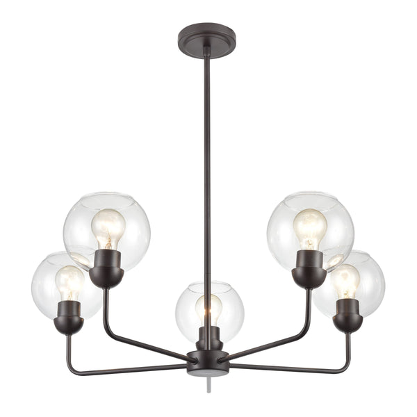 Thomas Lighting Boman 3 Light Matte Metal Chandelier with Clear Glass Globes for Dining Rooms Bronze 28 inches CN280527