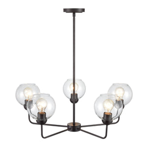 Thomas Lighting Boman 3 Light Matte Metal Chandelier with Clear Glass Globes for Dining Rooms Bronze 28 inches CN280527