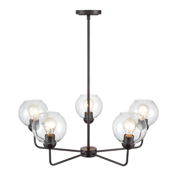 Thomas Lighting Boman 3 Light Matte Metal Chandelier with Clear Glass Globes for Dining Rooms Bronze 28 inches CN280527