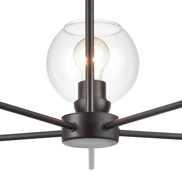 Thomas Lighting Boman 3 Light Matte Metal Chandelier with Clear Glass Globes for Dining Rooms Bronze 28 inches CN280527