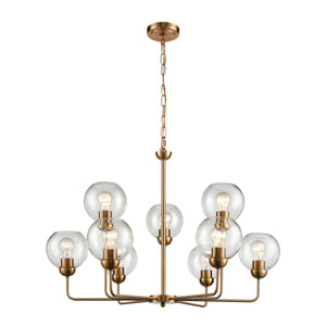 Thomas Lighting Astoria Three Globe Sculptural Chandelier with Curved Arms for Dining and Entryway Gold 32 inches CN280925