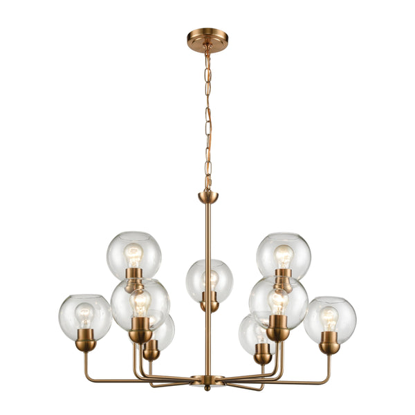 Thomas Lighting Astoria Three Globe Sculptural Chandelier with Curved Arms for Dining and Entryway Gold 32 inches CN280925