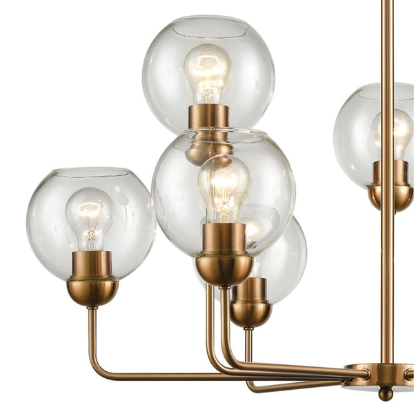 Thomas Lighting Astoria Three Globe Sculptural Chandelier with Curved Arms for Dining and Entryway Gold 32 inches CN280925