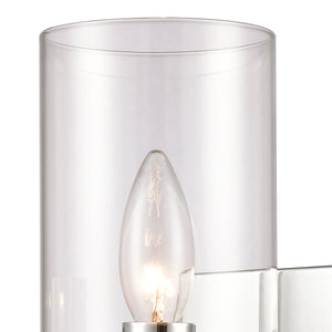 Thomas Lighting Oakland Matte Metal Vanity Light Torch Style Cylindrical Glass Industrial Modern Bath Chrome 1-Light CN290123