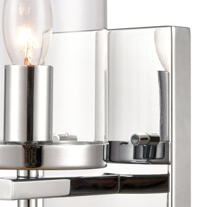 Thomas Lighting Oakland Matte Metal Vanity Light Torch Style Cylindrical Glass Industrial Modern Bath Chrome 1-Light CN290123
