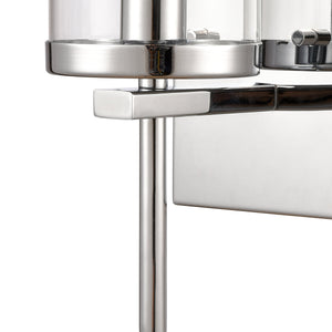Thomas Lighting Oakland Matte Metal Vanity Light Torch Style Cylindrical Glass Industrial Modern Bath Chrome 1-Light CN290123