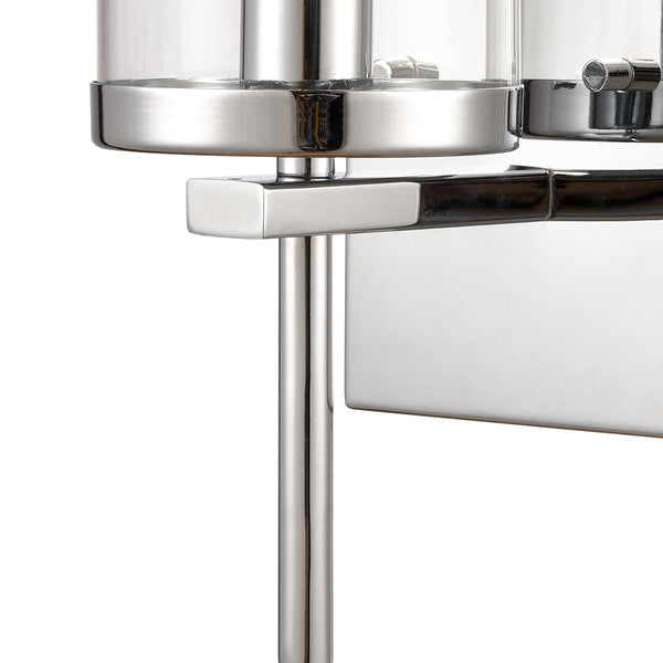 Thomas Lighting Oakland Matte Metal Vanity Light Torch Style Cylindrical Glass Industrial Modern Bath Chrome 1-Light CN290123
