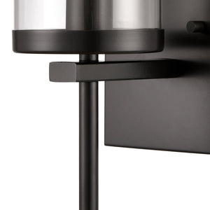 Thomas Lighting Oakland Matte Metal Vanity Light Torch Style Cylindrical Glass Industrial Modern Bath Black 1-Light CN290126