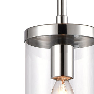 Thomas Lighting Oakland Industrial Mini Pendant with Cylindrical Glass Shade for Kitchen or Dining Chrome CN290153