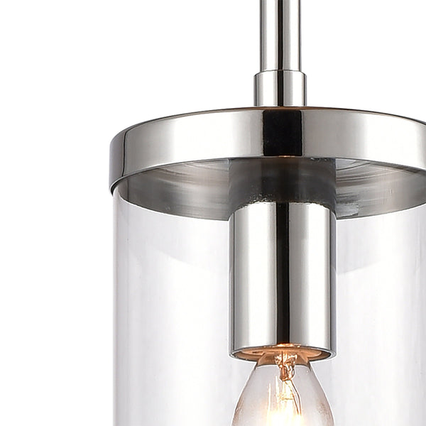Thomas Lighting Oakland Industrial Mini Pendant with Cylindrical Glass Shade for Kitchen or Dining Chrome CN290153