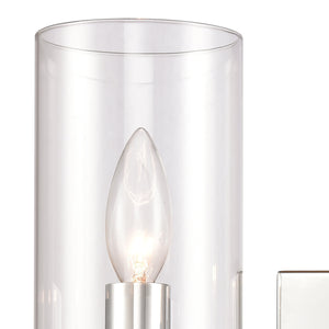 Thomas Lighting Oakland Matte Metal Vanity Light Torch Style Cylindrical Glass Industrial Modern Bath Chrome 2-Light CN290213