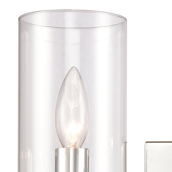Thomas Lighting Oakland Matte Metal Vanity Light Torch Style Cylindrical Glass Industrial Modern Bath Chrome 2-Light CN290213