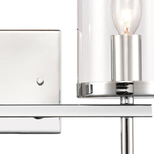 Thomas Lighting Oakland Matte Metal Vanity Light Torch Style Cylindrical Glass Industrial Modern Bath Chrome 2-Light CN290213
