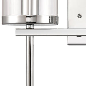 Thomas Lighting Oakland Matte Metal Vanity Light Torch Style Cylindrical Glass Industrial Modern Bath Chrome 2-Light CN290213