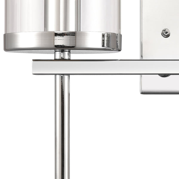 Thomas Lighting Oakland Matte Metal Vanity Light Torch Style Cylindrical Glass Industrial Modern Bath Chrome 2-Light CN290213