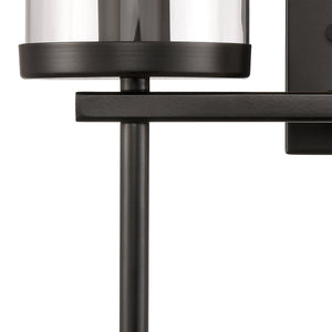 Thomas Lighting Oakland Matte Metal Vanity Light Torch Style Cylindrical Glass Industrial Modern Bath Black 2-Light CN290216