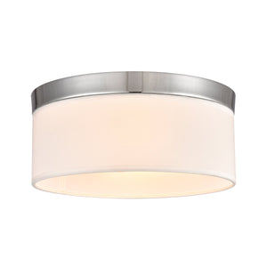 Thomas Lighting Oak Valley Drum Shade Flush Mount Chrome Ceiling Light for Bedroom or Hallway 12 inches CN290233