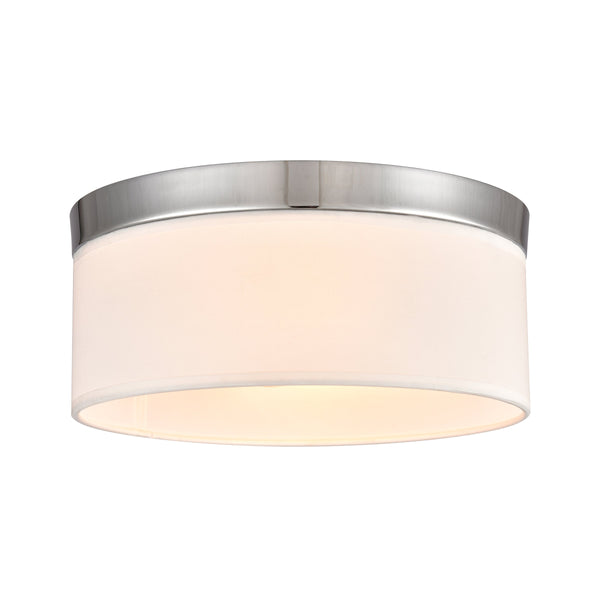 Thomas Lighting Oak Valley Drum Shade Flush Mount Chrome Ceiling Light for Bedroom or Hallway 12 inches CN290233