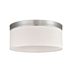 Thomas Lighting Oak Valley Drum Shade Flush Mount Chrome Ceiling Light for Bedroom or Hallway 12 inches CN290233
