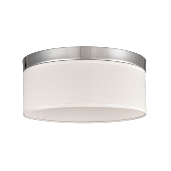 Thomas Lighting Oak Valley Drum Shade Flush Mount Chrome Ceiling Light for Bedroom or Hallway 12 inches CN290233