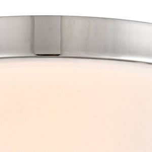 Thomas Lighting Oak Valley Drum Shade Flush Mount Chrome Ceiling Light for Bedroom or Hallway 12 inches CN290233