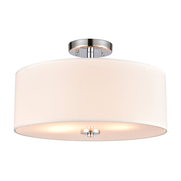Thomas Lighting Oak Valley Drum Shade Flush Mount Chrome Ceiling Light for Bedroom or Hallway 16 inches CN290283