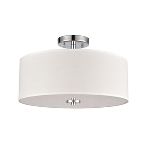 Thomas Lighting Oak Valley Drum Shade Flush Mount Chrome Ceiling Light for Bedroom or Hallway 16 inches CN290283