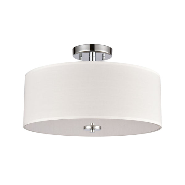 Thomas Lighting Oak Valley Drum Shade Flush Mount Chrome Ceiling Light for Bedroom or Hallway 16 inches CN290283