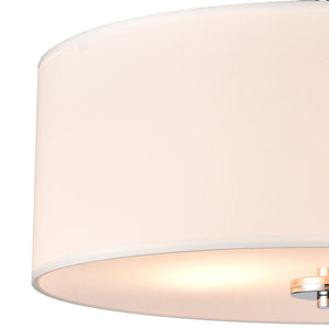 Thomas Lighting Oak Valley Drum Shade Flush Mount Chrome Ceiling Light for Bedroom or Hallway 16 inches CN290283