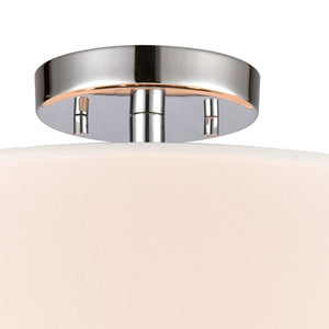 Thomas Lighting Oak Valley Drum Shade Flush Mount Chrome Ceiling Light for Bedroom or Hallway 16 inches CN290283