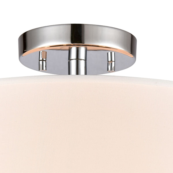 Thomas Lighting Oak Valley Drum Shade Flush Mount Chrome Ceiling Light for Bedroom or Hallway 16 inches CN290283