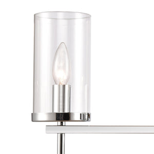 Thomas Lighting Oakland Matte Metal Vanity Light Torch Style Cylindrical Glass Industrial Modern Bath Chrome 3-Light CN290313