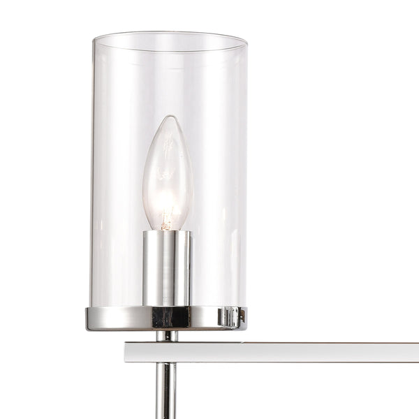 Thomas Lighting Oakland Matte Metal Vanity Light Torch Style Cylindrical Glass Industrial Modern Bath Chrome 3-Light CN290313