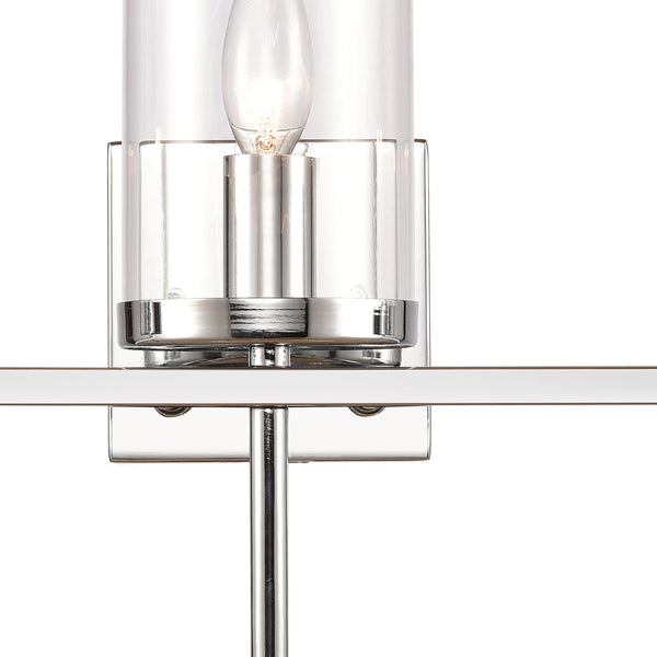 Thomas Lighting Oakland Matte Metal Vanity Light Torch Style Cylindrical Glass Industrial Modern Bath Chrome 3-Light CN290313