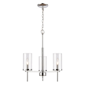 Thomas Lighting Oakland 3 Light Industrial Chandelier Polished Metal Cylinder Shades Dining Room Chrome 19 inches CN290323