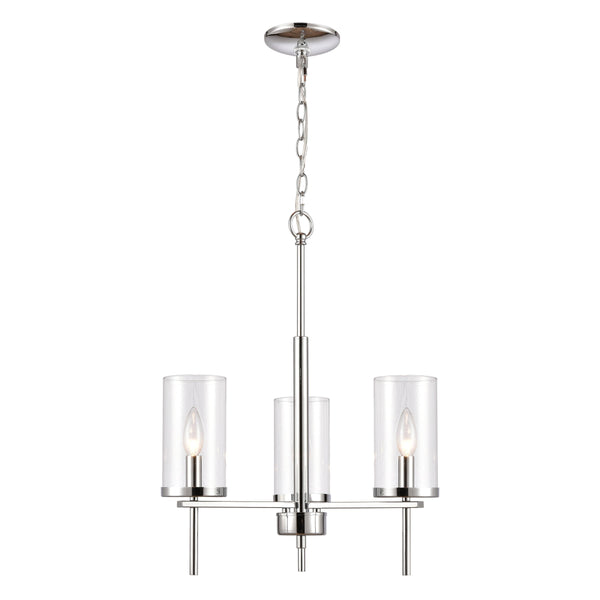 Thomas Lighting Oakland 3 Light Industrial Chandelier Polished Metal Cylinder Shades Dining Room Chrome 19 inches CN290323