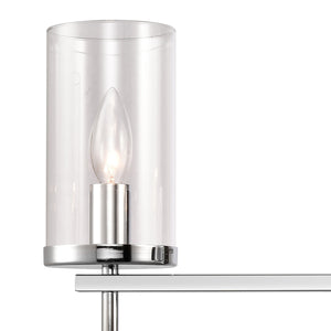 Thomas Lighting Oakland Matte Metal Vanity Light Torch Style Cylindrical Glass Industrial Modern Bath Chrome 4-Light CN290413