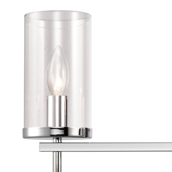 Thomas Lighting Oakland Matte Metal Vanity Light Torch Style Cylindrical Glass Industrial Modern Bath Chrome 4-Light CN290413