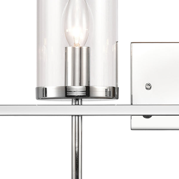 Thomas Lighting Oakland Matte Metal Vanity Light Torch Style Cylindrical Glass Industrial Modern Bath Chrome 4-Light CN290413