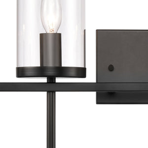 Thomas Lighting Oakland Matte Metal Vanity Light Torch Style Cylindrical Glass Industrial Modern Bath Black 4-Light CN290416