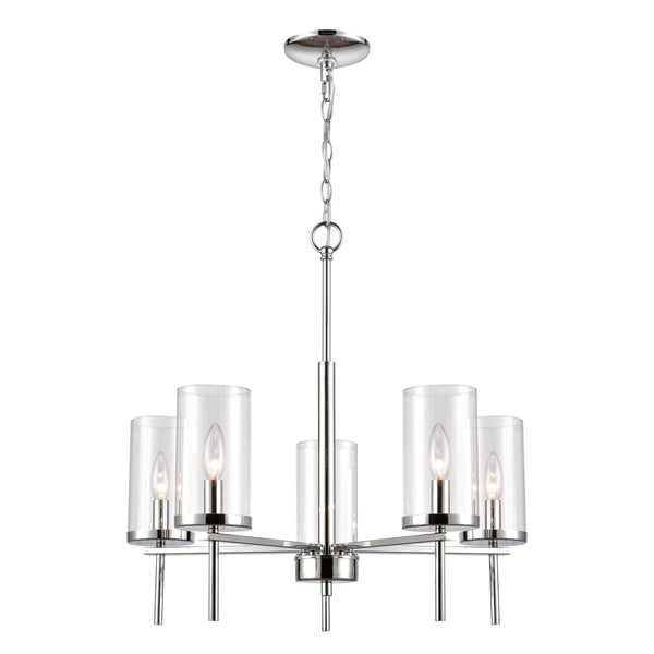 Thomas Lighting Oakland 3 Light Industrial Chandelier Polished Metal Cylinder Shades Dining Room Chrome 25 inches CN290523