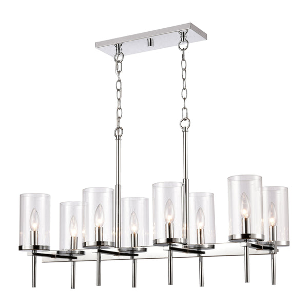Thomas Lighting Oakland 3 Light Industrial Chandelier Polished Metal Cylinder Shades Dining Room Chrome 32.5 inches CN290883