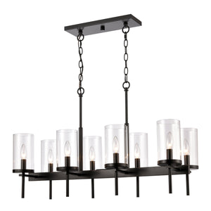 Thomas Lighting Oakland 3 Light Industrial Chandelier Polished Metal Cylinder Shades Dining Room Black 32.5 inches CN290886