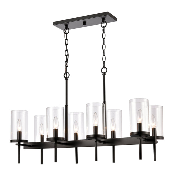 Thomas Lighting Oakland 3 Light Industrial Chandelier Polished Metal Cylinder Shades Dining Room Black 32.5 inches CN290886