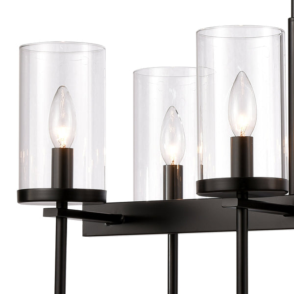 Thomas Lighting Oakland 3 Light Industrial Chandelier Polished Metal Cylinder Shades Dining Room Black 32.5 inches CN290886