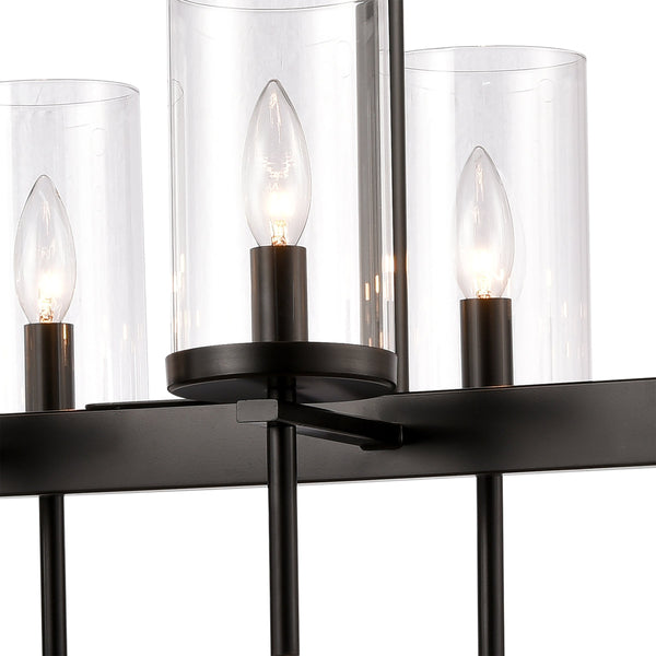 Thomas Lighting Oakland 3 Light Industrial Chandelier Polished Metal Cylinder Shades Dining Room Black 32.5 inches CN290886