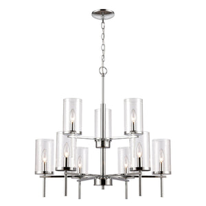 Thomas Lighting Oakland 3 Light Industrial Chandelier Polished Metal Cylinder Shades Dining Room Chrome 28.5 inches CN290923