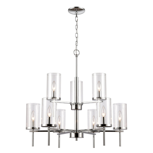 Thomas Lighting Oakland 3 Light Industrial Chandelier Polished Metal Cylinder Shades Dining Room Chrome 28.5 inches CN290923