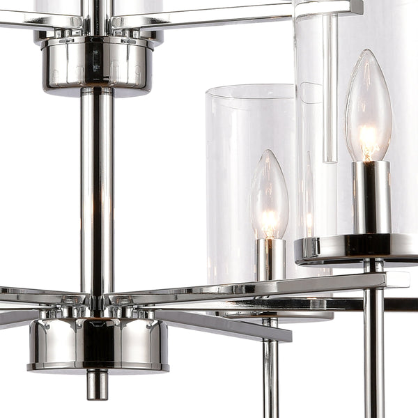 Thomas Lighting Oakland 3 Light Industrial Chandelier Polished Metal Cylinder Shades Dining Room Chrome 28.5 inches CN290923